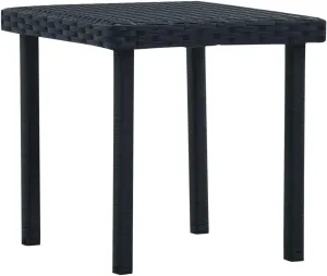 Patio Tea Table Black 15.7"x15.7"x15.7" Poly Rattan, Outdoor Dining Table, Outdoor Patio Table, Outdoor Bar Table, Bistro Table for Patio Balcony Proch Poolside