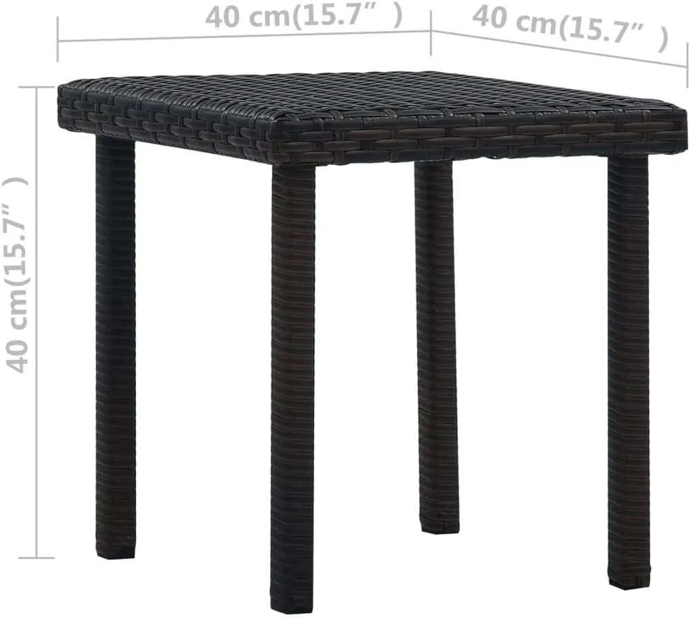 Patio Tea Table Brown 15.7"x15.7"x15.7" Poly Rattan, Outdoor Dining Table, Outdoor Patio Table, Outdoor Bar Table, Bistro Table for Patio Balcony Proch Poolside