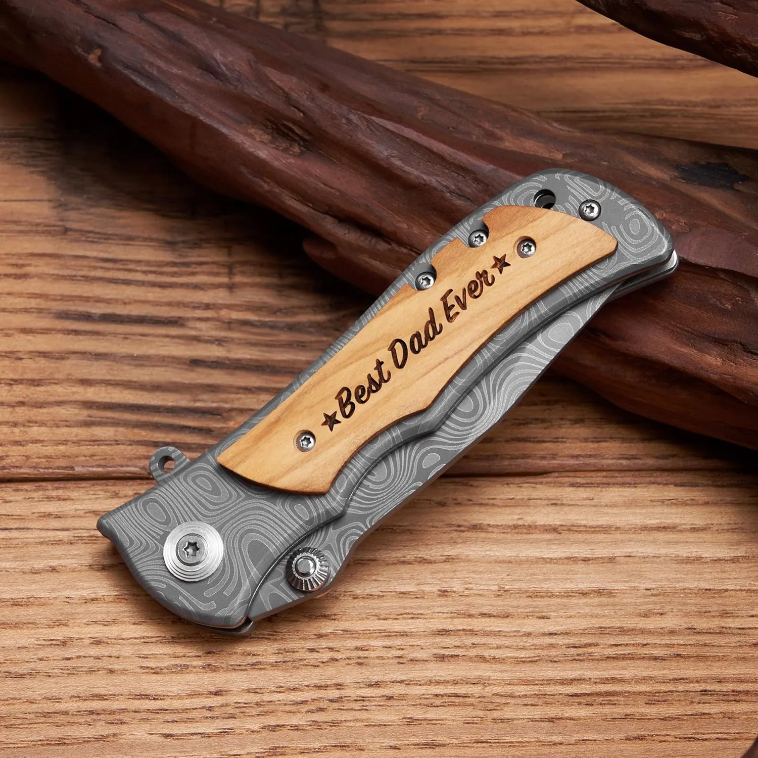 Personalized Engraved Folding Knife for Dad from Son Daughter - Men Camping Fishing Hunting Knives with Pocket Clip - for Birthday Christmas Fathers Day Thanksgiving