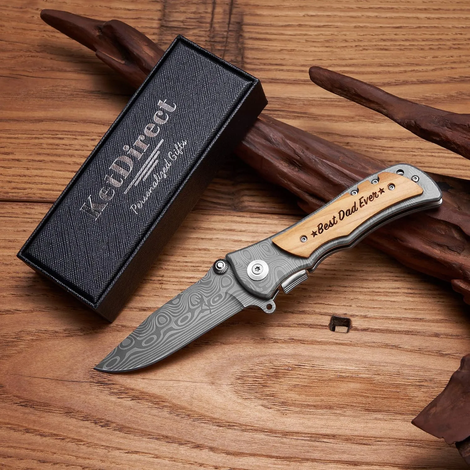 Personalized Engraved Folding Knife for Dad from Son Daughter - Men Camping Fishing Hunting Knives with Pocket Clip - for Birthday Christmas Fathers Day Thanksgiving