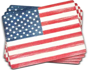 Pimpernel American Flag Placemats - Set of 4 (15.7” x 11.7”), Cork, Patriotic Design, Easy to Clean, Ideal for Dining, Great for Special Occasions & Celebrations - Heat & Stain Resistant