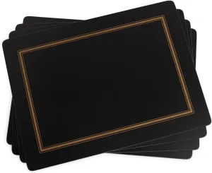 Pimpernel Classic Black Collection Placemats | Set of 4 | Heat Resistant Mats | Cork-Backed Board | Hard Placemat Set for Dining Table | Measures 15.7” x 11.7”