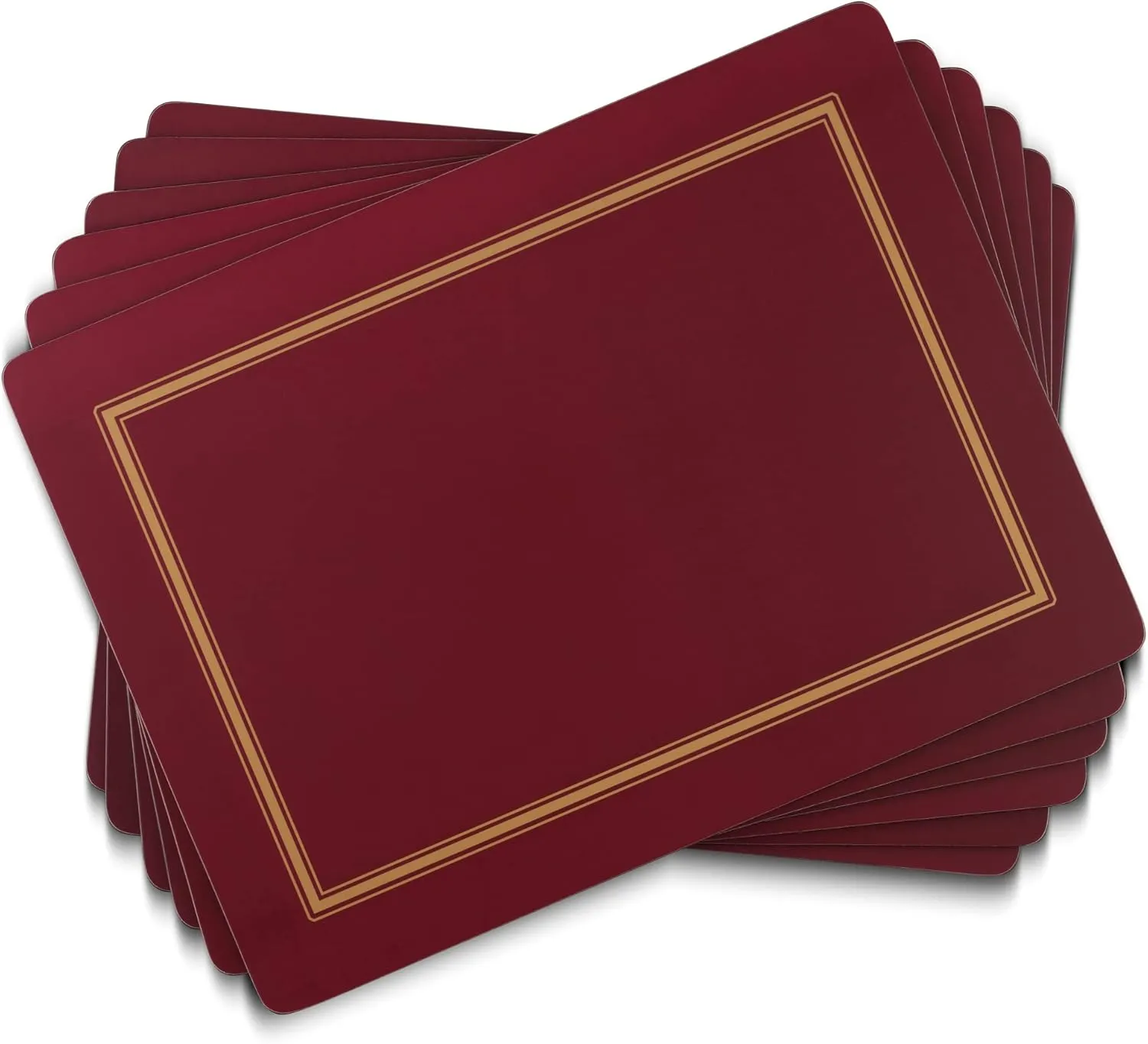 Pimpernel Classic Burgundy Placemats - Set of 4 Rectangular Cork Backed Table Mats with Deep Red Finish - Heat Resistant Wipe Clean Dining Placemats for Everyday Use & Decorative Table Protection