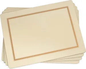 Pimpernel Classic Cream Placemats - Set of 4 Rectangular Cork Backed Table Mats with Neutral Tone Design - Heat Resistant Wipe Clean Placemats for Dining Table Protection & Everyday Meal Presentation
