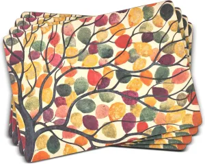 Pimpernel Dancing Branches Placemats - Set of 4 Rectangular Cork Backed Table Mats with Nature-Inspired Tree Design - Heat & Stain Resistant Dining Mats for Everyday or Contemporary Table Decor