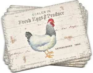 Pimpernel On The Farm Collection Placemats | Set of 4 | Heat Resistant Mats | Cork-Backed Board | Hard Placemat Set for Dining Table | Measures 15.7” x 11.7” Multicolor