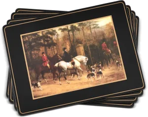 Pimpernel Tally Ho Collection Placemats | Set of 4 | Heat Resistant Mats | Cork-Backed Board | Hard Placemat Set for Dining Table | Measures 15.7” x 11.7”