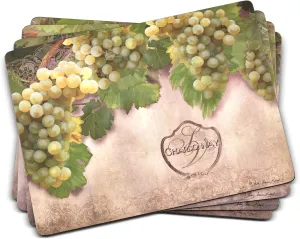 Pimpernel Tuscan Vineyard Placemats - Set of 4 Rectangular Cork Backed Table Mats with Rustic Vineyard Scene - Heat & Stain Resistant Dining Placemats for Wine Lovers or Mediterranean Table Decor