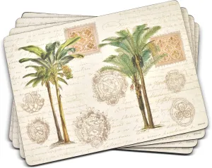 Pimpernel Vintage Palm Study Placemats Set of 4 Cork-Backed Table Mats Featuring Tropical Botanical Artwork for Dining Table Protection & Stylish Kitchen Décor - Heat & Stain Resistant