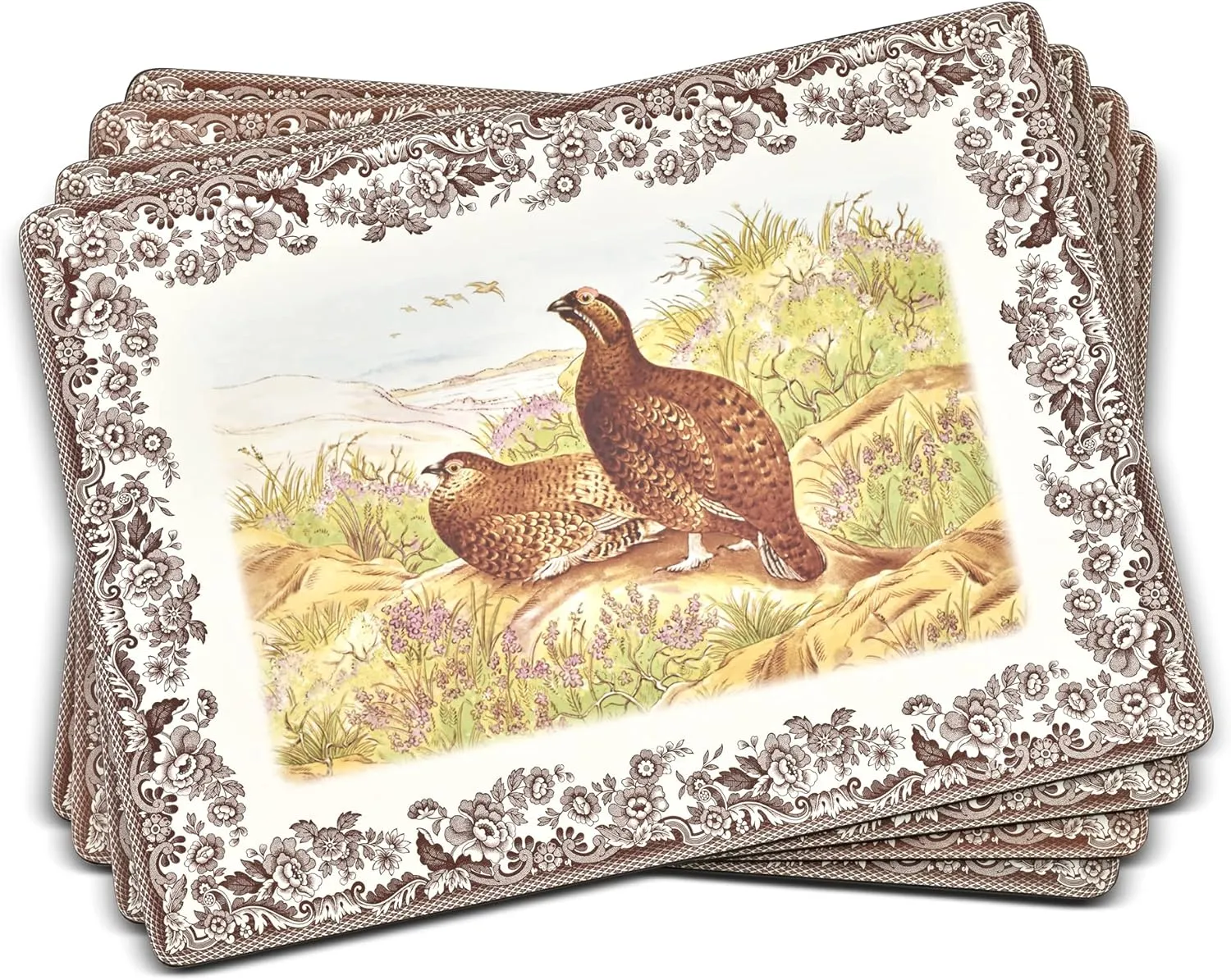 Pimpernel Woodland Placemats – Set of 4 Cork-Backed Table Mats with Nature-Inspired Designs, Heat-Resistant, Easy to Clean, Ideal for Dining, Protection for Wooden Tables
