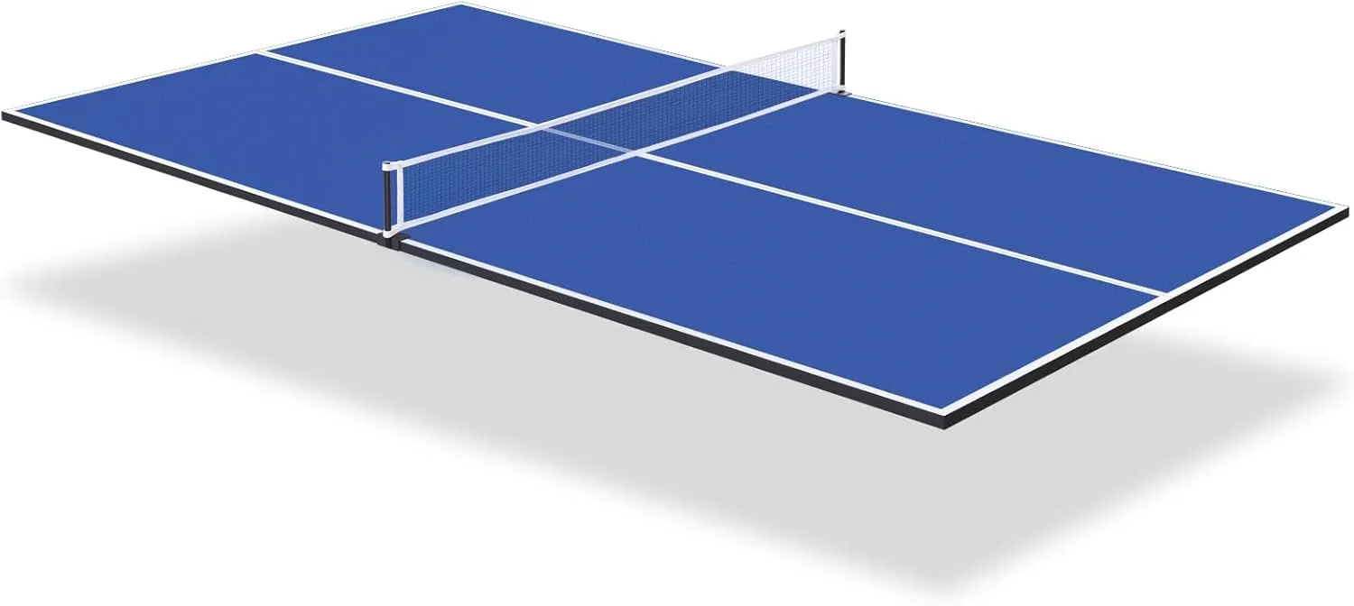 Ping Pong Table Top, 84" Foldable Ping Pong Table Topper for Pool Table, Indoor Outdoor Mid-Size Table Tennis Conversion Top with Net & Premium Foam Padding, Lightweight and Portable