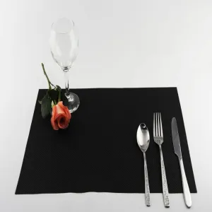 Place Mmats for Table，Placemats, Placemats Non Slip Placemats for Dining Table Set of 6,Easy to Clean,Heat-Resistant Eco Friendly Washable Kitchen Dinner Mats,Rectangle Wipeable Table Mats(Black)