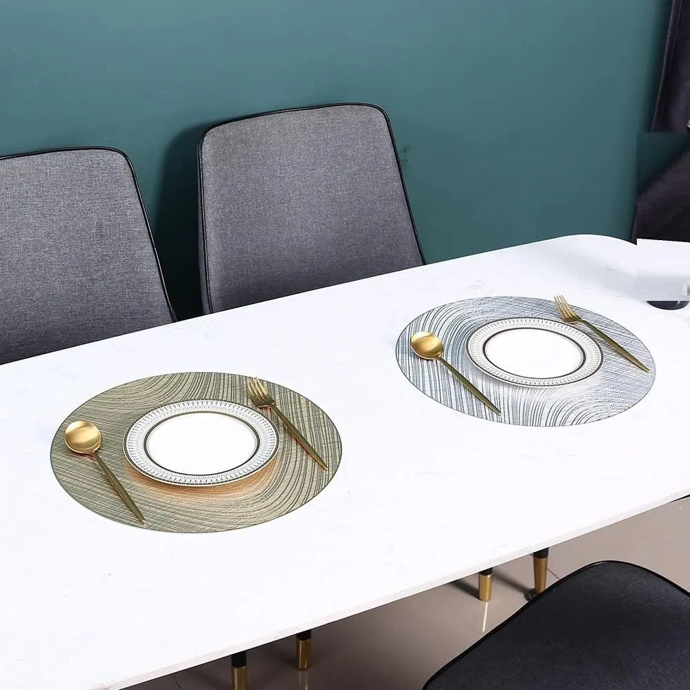Place Mmats for Table，Placemats, Placemats Round PVC Placemats for Dining Table Set of 4,Heat-Resistant Washable Kitchen Dinner Mats,Easy to Clean,Non-Slip Table Mats(Rose Gold)