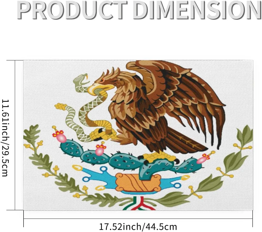 Placemats The Mighty Eagle is Catching Food Set of 4 12x18 Inch Stain Resistant Heat-Resistant Washable Durable PVC Table Mat for Home Decor Kitchen Table Cartoon Eagle Woven Vinyl Fall Placemats