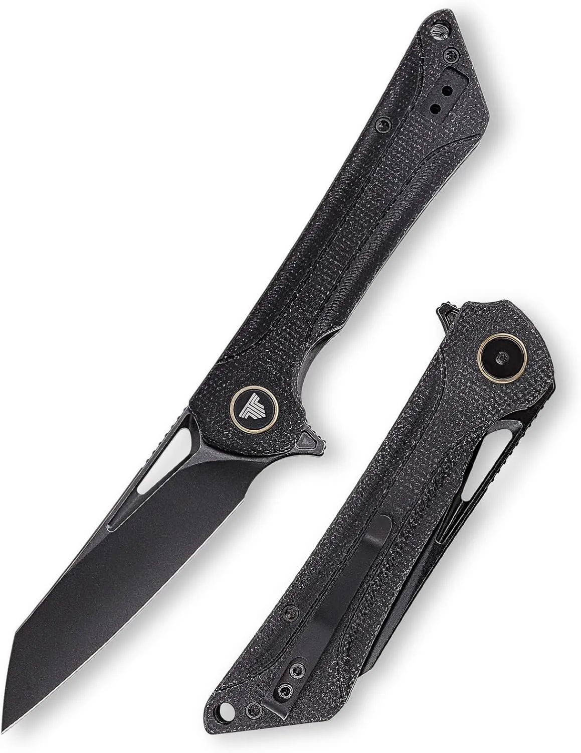 Pocket Folding Knife for Men, EDC Flipper Knife with Clip for 3.38" Reverse Tanto 14C28N Blade Micarta Handle, Ti Ring,Ideal Gift for Women, Monoceros-04B(PVD Blackwash)