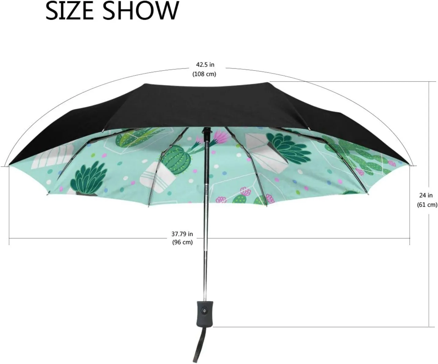 Poeticcity Automatic Folding UPF 50  Anti-UV Rain Umbrella, Auto Open/Close 3 Folds Sun Parasol Canopy Windproof Compact Travel Umbrella