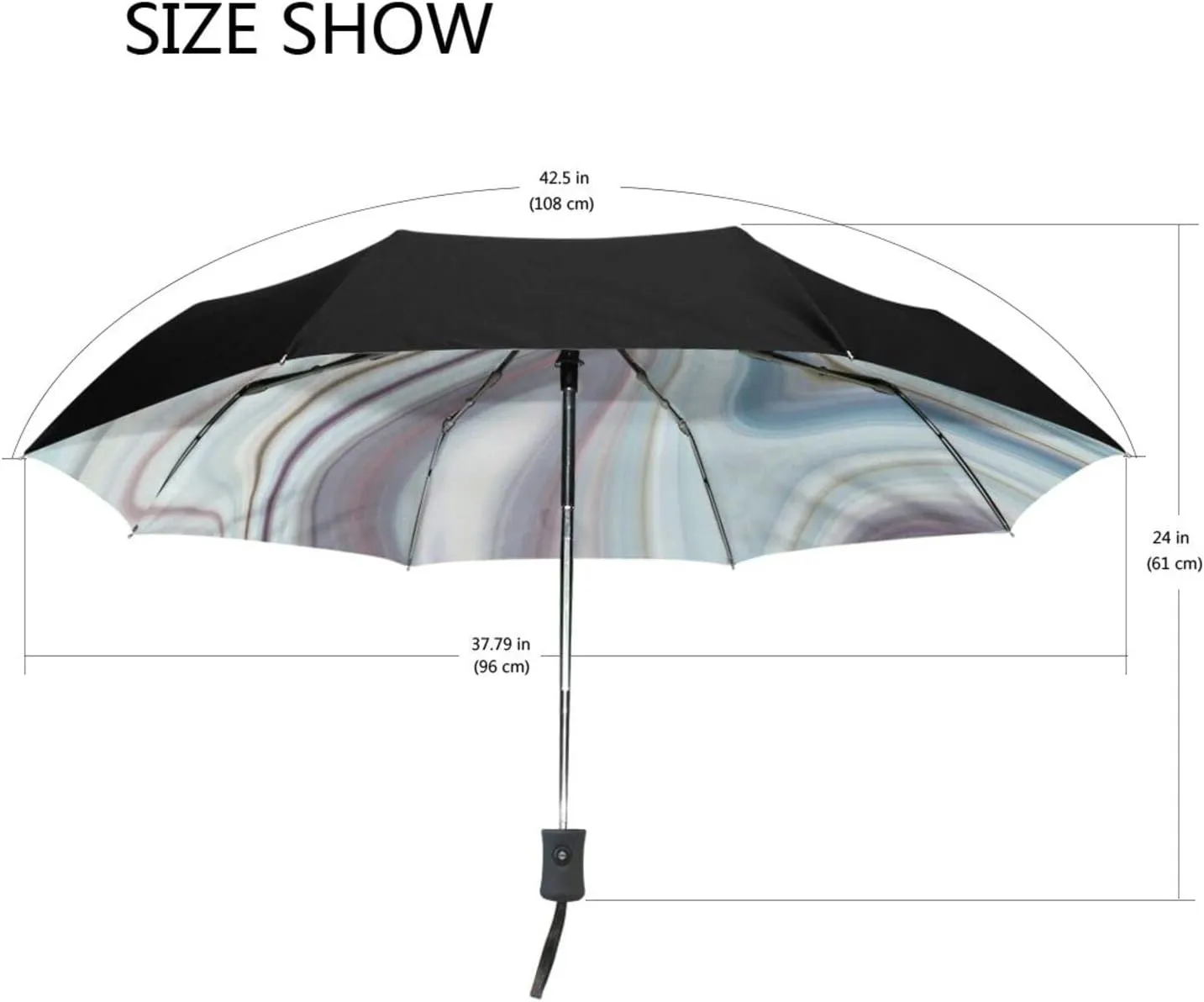 Poeticcity Automatic Folding UPF 50  Anti-UV Rain Umbrella, Auto Open/Close 3 Folds Sun Parasol Canopy Windproof Compact Travel Umbrella