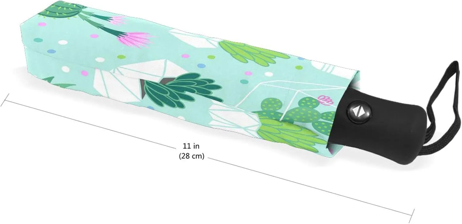 Poeticcity Automatic Folding UPF 50  Anti-UV Rain Umbrella, Auto Open/Close 3 Folds Sun Parasol Canopy Windproof Compact Travel Umbrella