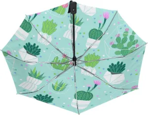 Poeticcity Automatic Folding UPF 50  Anti-UV Rain Umbrella, Auto Open/Close 3 Folds Sun Parasol Canopy Windproof Compact Travel Umbrella