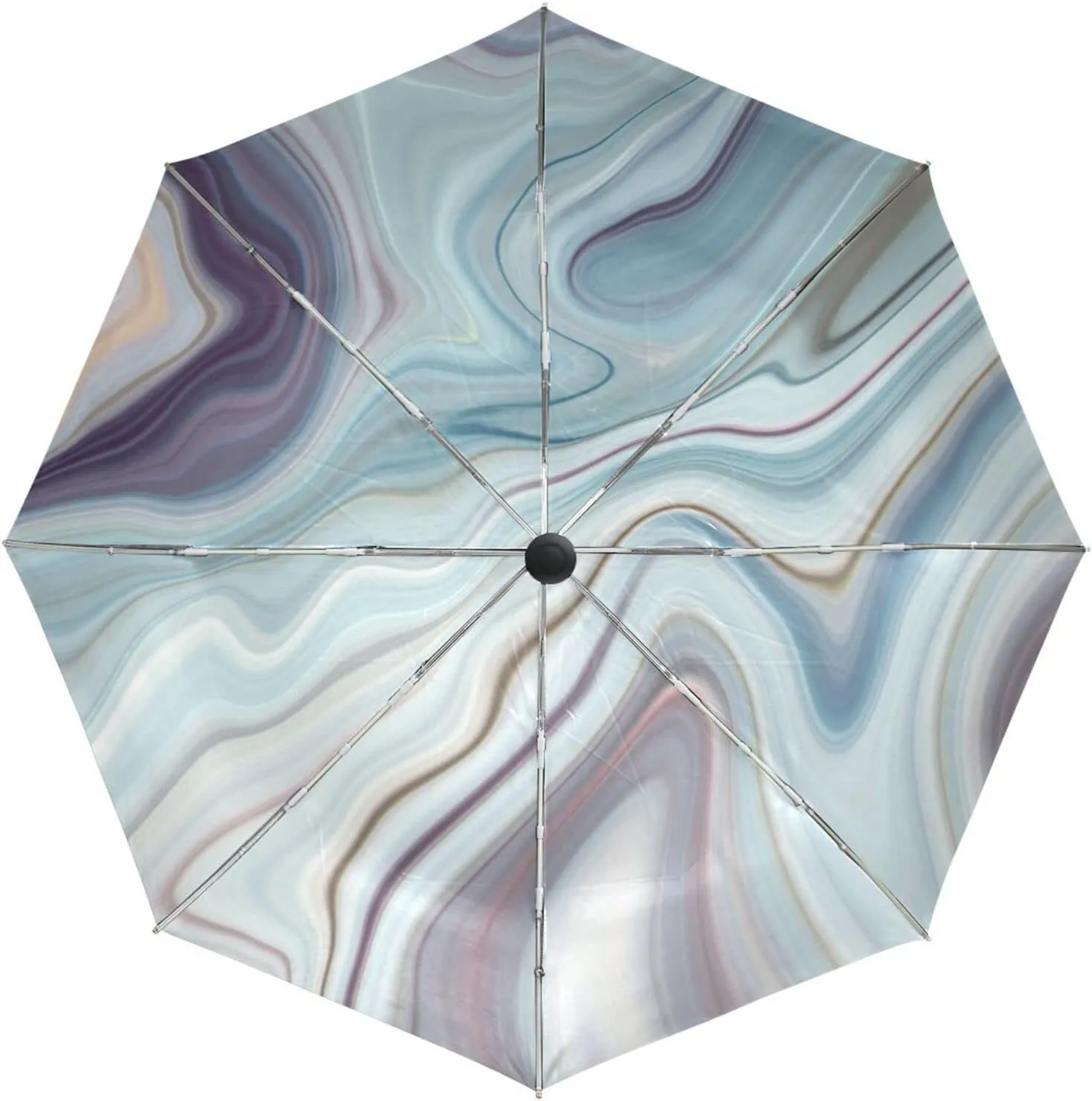 Poeticcity Automatic Folding UPF 50  Anti-UV Rain Umbrella, Auto Open/Close 3 Folds Sun Parasol Canopy Windproof Compact Travel Umbrella