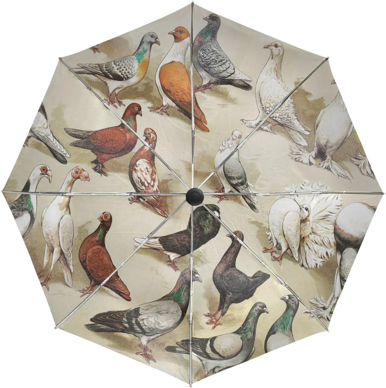 Poeticcity Automatic Folding UPF 50  Anti-UV Rain Umbrella, Auto Open/Close 3 Folds Sun Parasol Canopy Windproof Compact Travel Umbrella