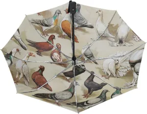 Poeticcity Automatic Folding UPF 50  Anti-UV Rain Umbrella, Auto Open/Close 3 Folds Sun Parasol Canopy Windproof Compact Travel Umbrella