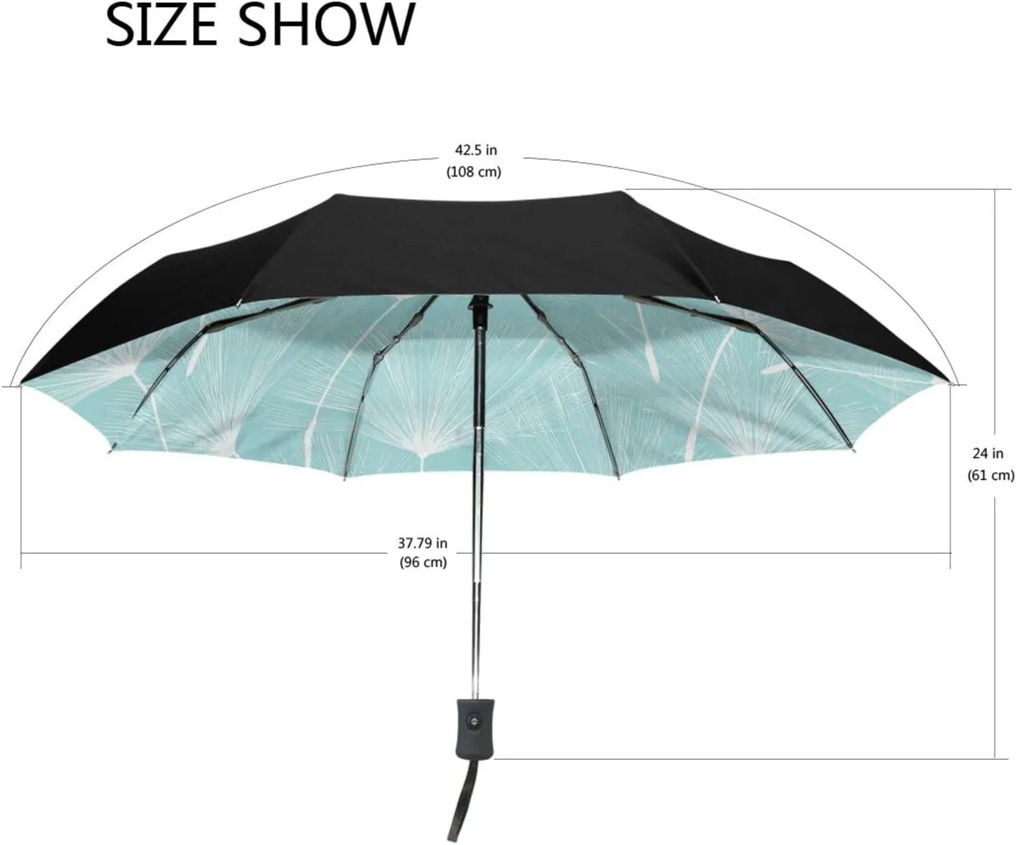 Poeticcity Automatic Folding UPF 50  Anti-UV Rain Umbrella, Auto Open/Close 3 Folds Sun Parasol Canopy Windproof Compact Travel Umbrella