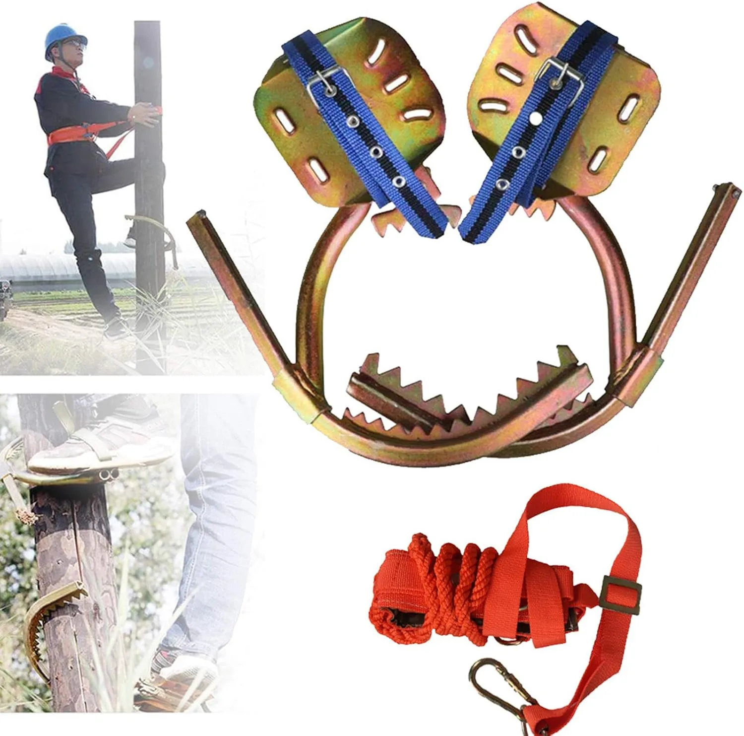 Pole Climbing Spikes, Tree Climbing Gear with Safe Belt, Adjustable Tree Climbing Spikes for Climbing Hunting Observation Picking