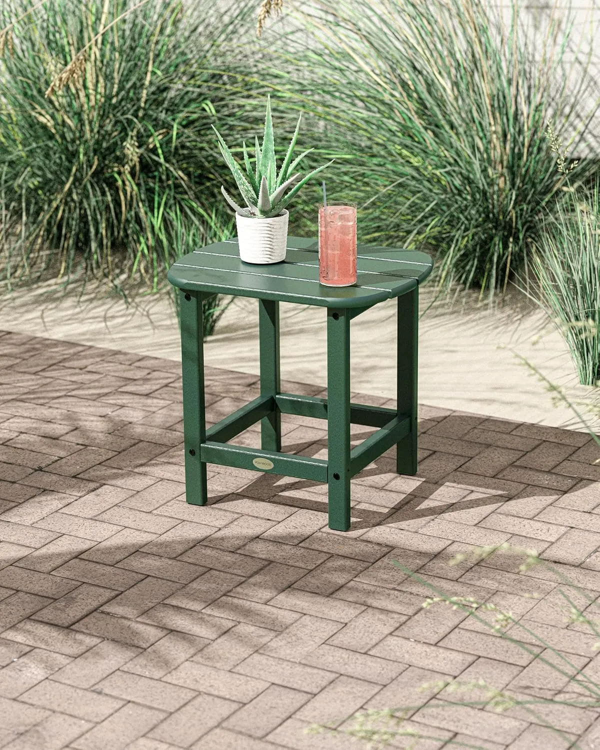 POLYWOOD SBT18GR South Beach 18" Outdoor Side Table, Green