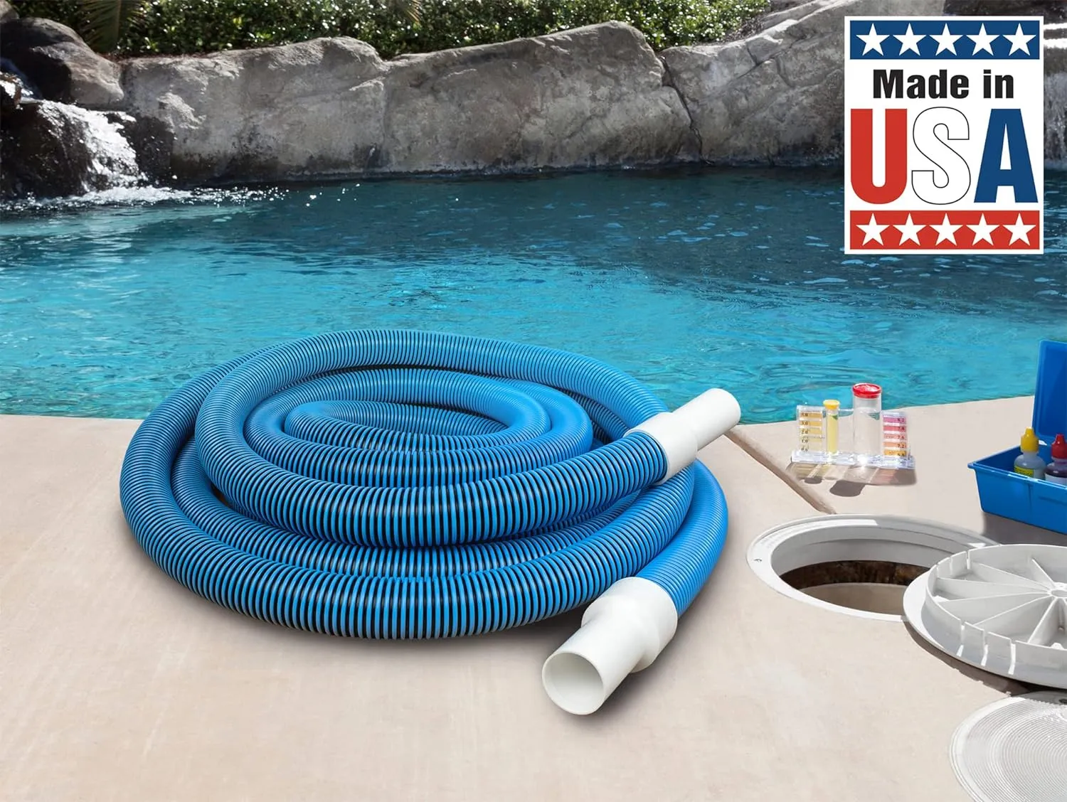Poolmaster 33430 Heavy Duty In-Ground Pool Vacuum Hose With Swivel Cuff, 1-1/2-Inch by 30-Feet,Neutral