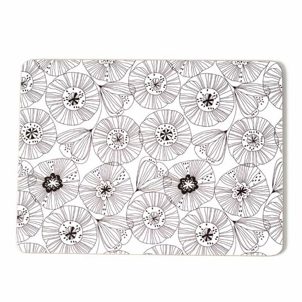 POPPY CORK BACKED PLACEMATS SET 4