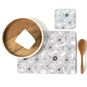 POPPY CORK BACKED PLACEMATS SET 4