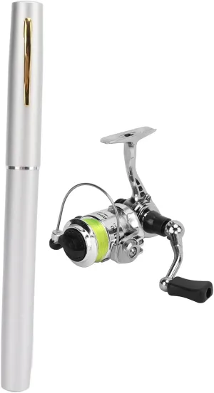 Portable Pen Shape Fishing Rod, Mini Pocket Collapsible Fishing Pole Kit Spinning Fishing Gear Organizer Pole Telescopic Fishing Rod