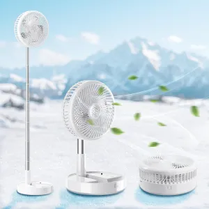 Portable Table Fan, Rechargeable Personal Fan with 48-Hour Battery, 3 Speeds, 120° Oscillation, USB-C Charging, Compact & Lightweight for Home, Office, Travel, and Outdoor Use (White)
