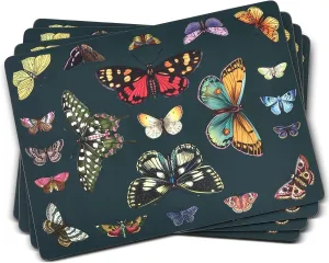 Portmeirion Botanic Garden Harmony Placemats, Set of 4 (15.7" x 11.7") - Stain & Heat Resistant - Durable Cork Backed Table Mats, Butterfly Motif Dining Decor - Elegant Tableware Collection