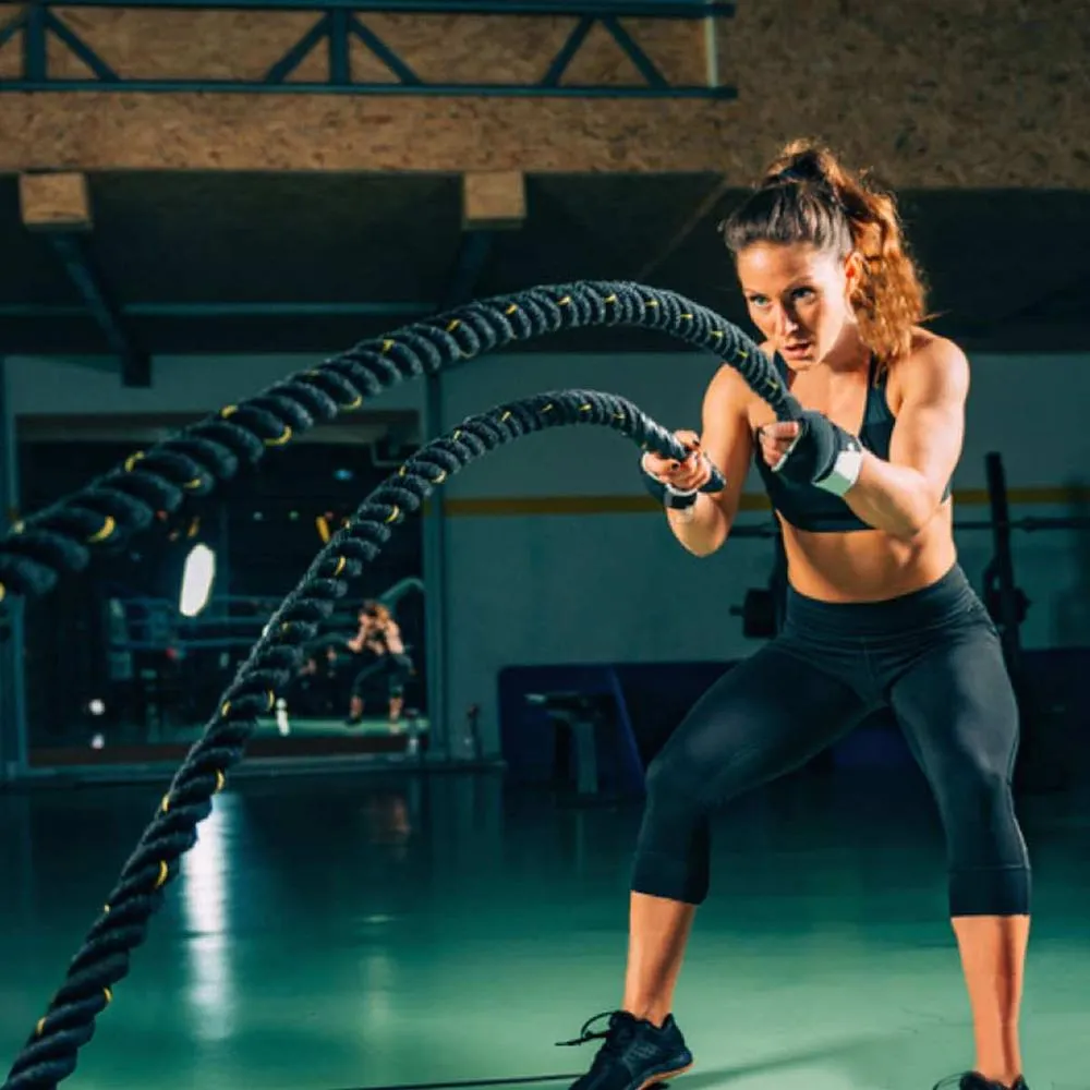 Premium Battle Rope – 9M/12M/15M Fitness Crossfit Ropes for Strength & Power Training – Heavy Duty Workout Ropes for Gym, Home, Bodybuilding, and Conditioning