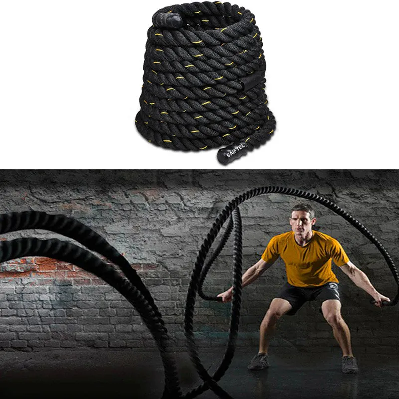 Premium Battle Rope – 9M/12M/15M Fitness Crossfit Ropes for Strength & Power Training – Heavy Duty Workout Ropes for Gym, Home, Bodybuilding, and Conditioning