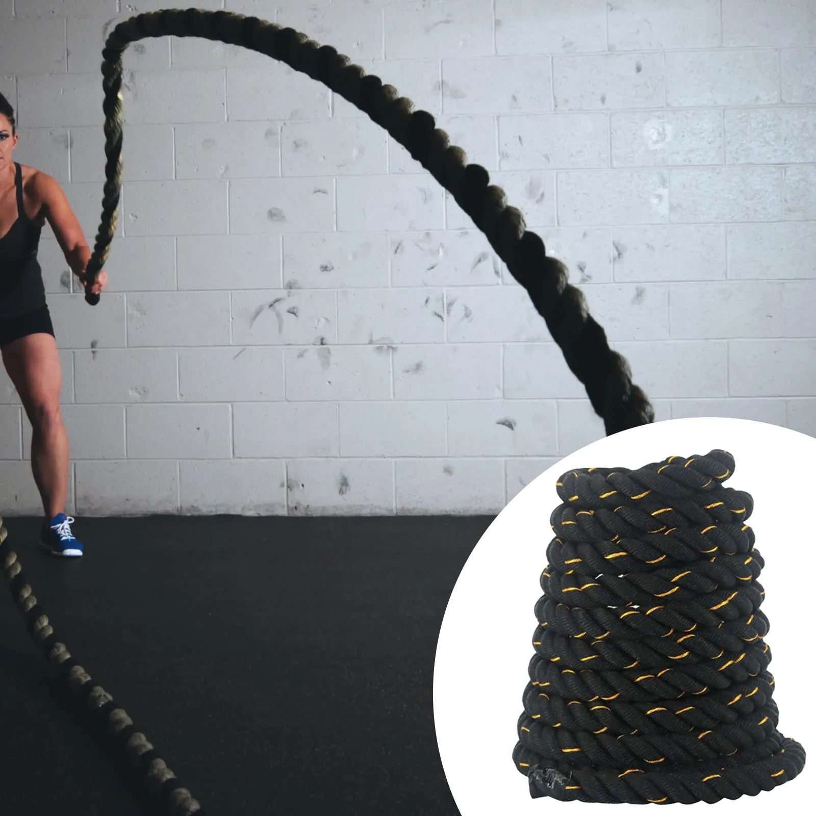Premium Battle Rope – 9M/12M/15M Fitness Crossfit Ropes for Strength & Power Training – Heavy Duty Workout Ropes for Gym, Home, Bodybuilding, and Conditioning