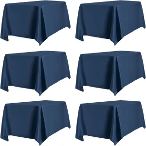 PureFit 6 Pack Navy Blue Table Cloth 60 x 126 Inch, Stain and Wrinkle Resistant Table Linen for 6 Ft Rectangle Table, Polyester Table Covers for Dining Table, Wedding, Party, Banquet and Camping