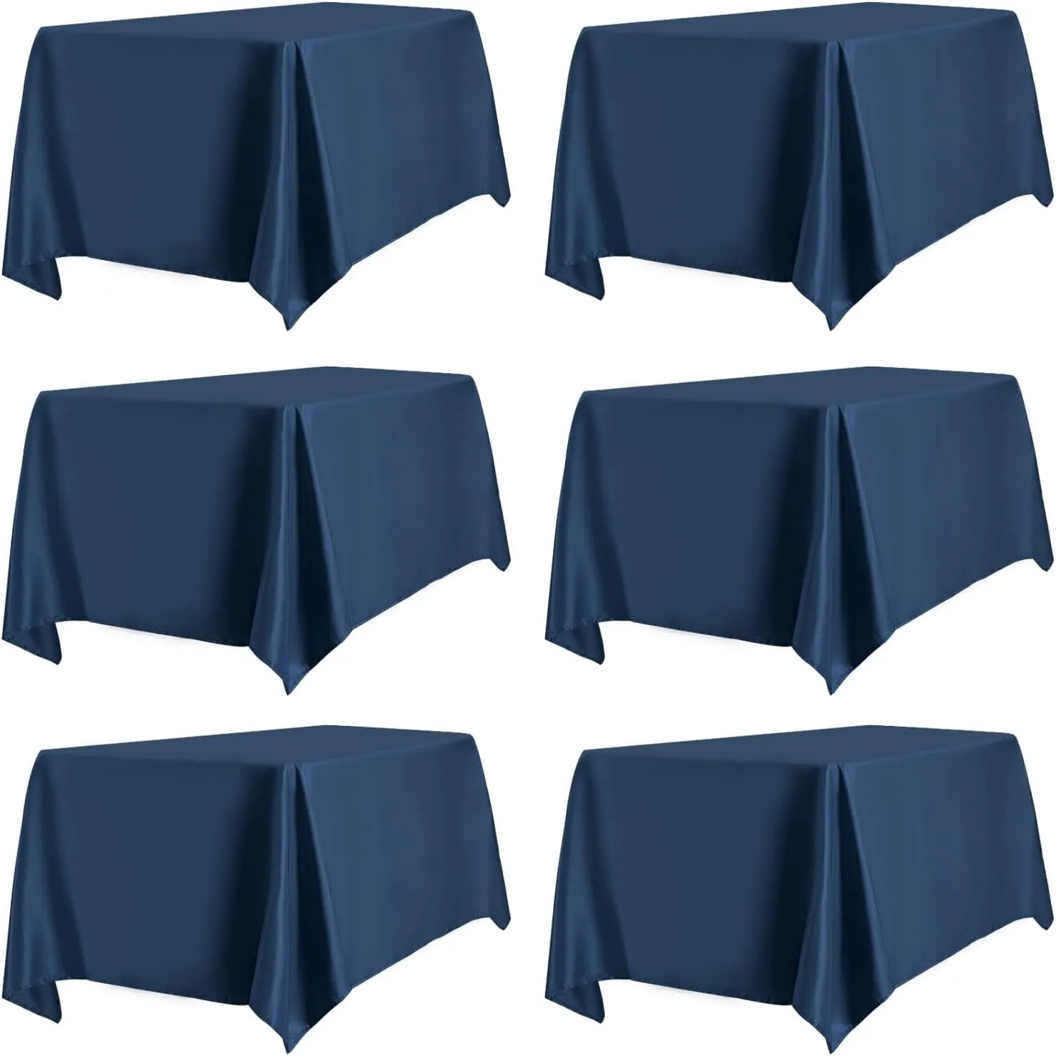 PureFit 6 Pack Navy Blue Table Cloth 60 x 126 Inch, Stain and Wrinkle Resistant Table Linen for 6 Ft Rectangle Table, Polyester Table Covers for Dining Table, Wedding, Party, Banquet and Camping