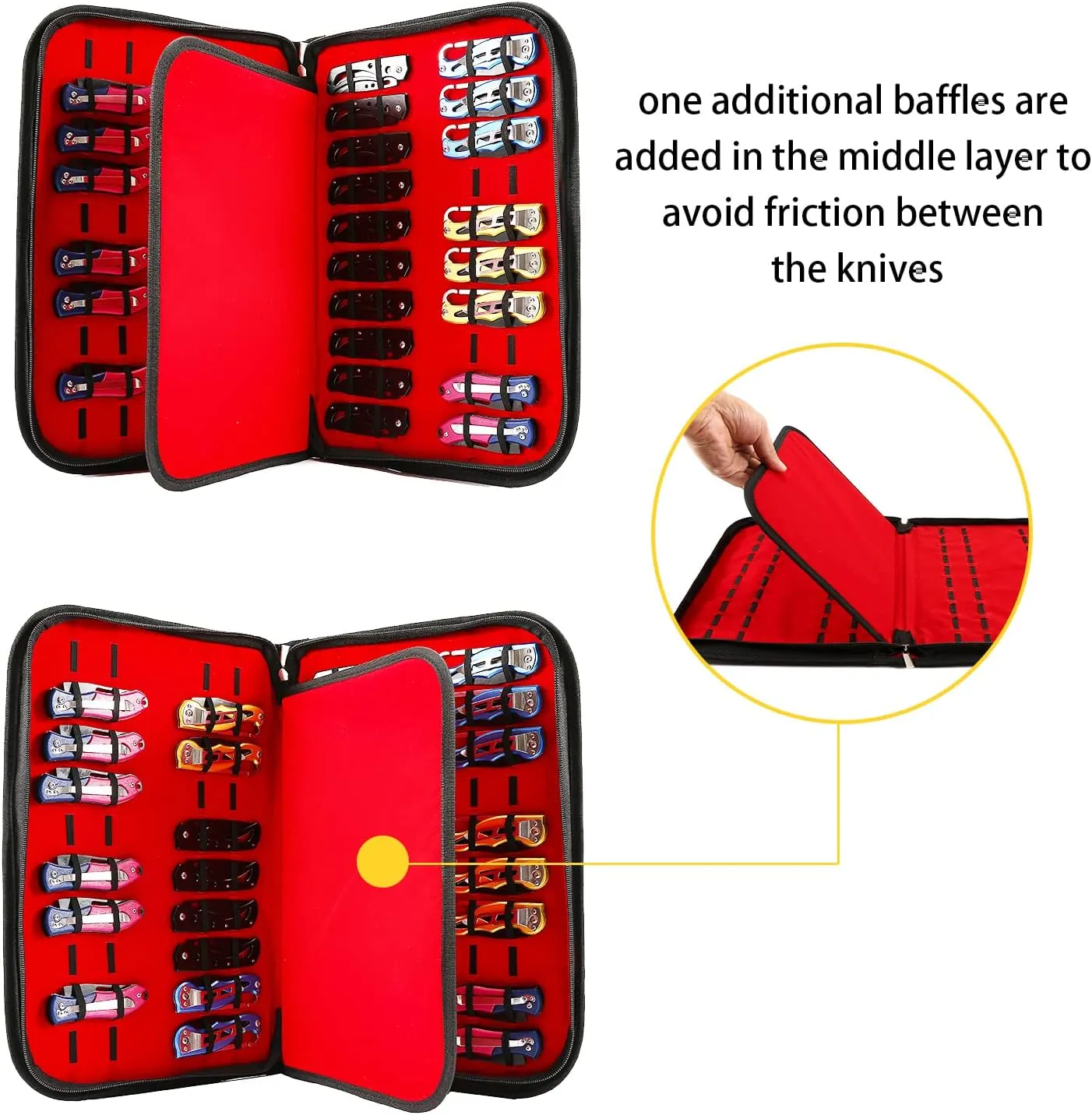QEES Knife Case,Knife Display Case,Knife Storage,40 Slots Folding Knife Holder Organizer,Butterfly Pocket Knife Carrier,Knives Collection Protector For Men Survival Tactical Outdoor EDC Mini Knife