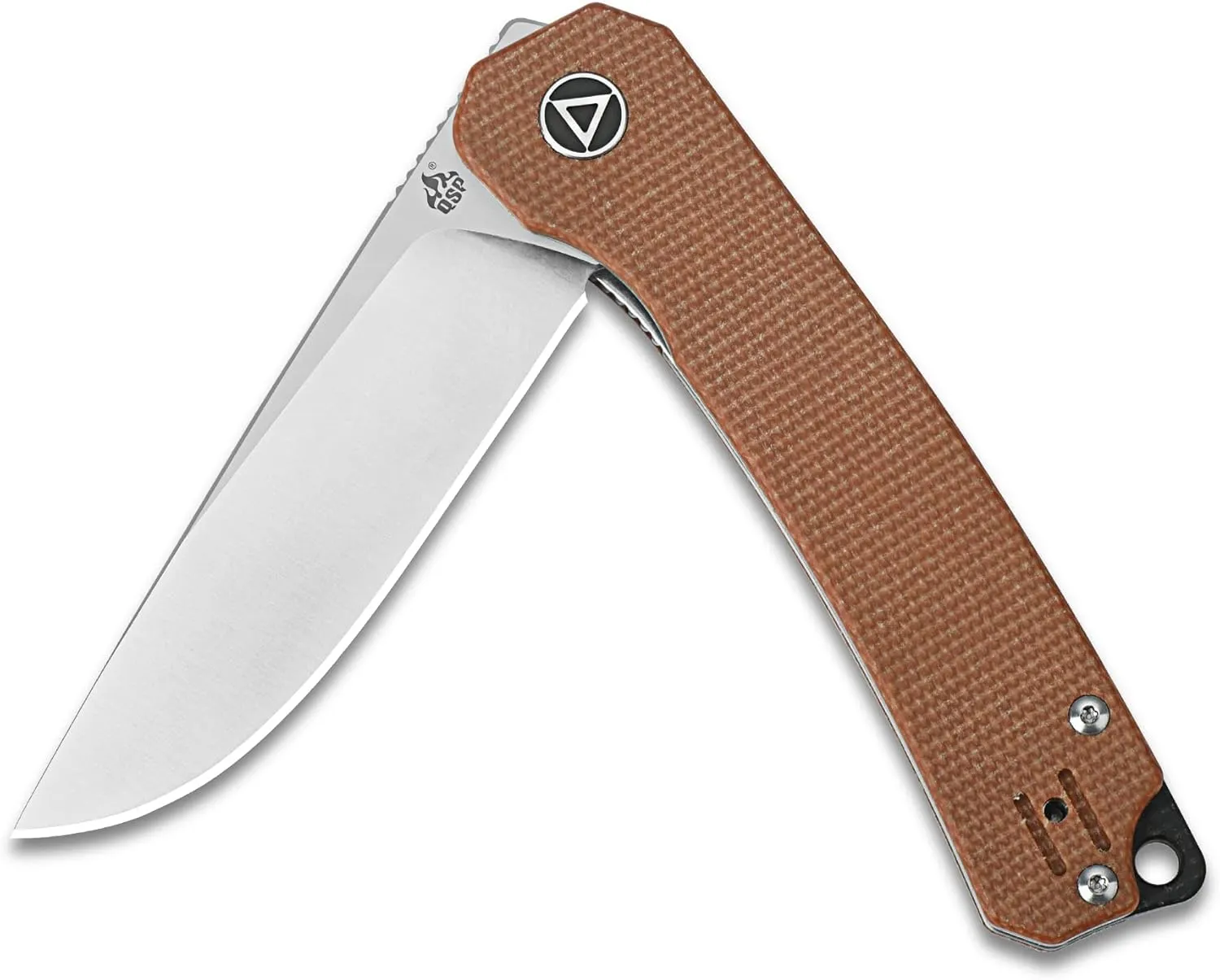 QSP Knife Osprey Folding Knife, 3.25in 14C28N Blade with Different Handle Variants, Reversible Tip Up Clip for Everyday Carry (Brown micarta)
