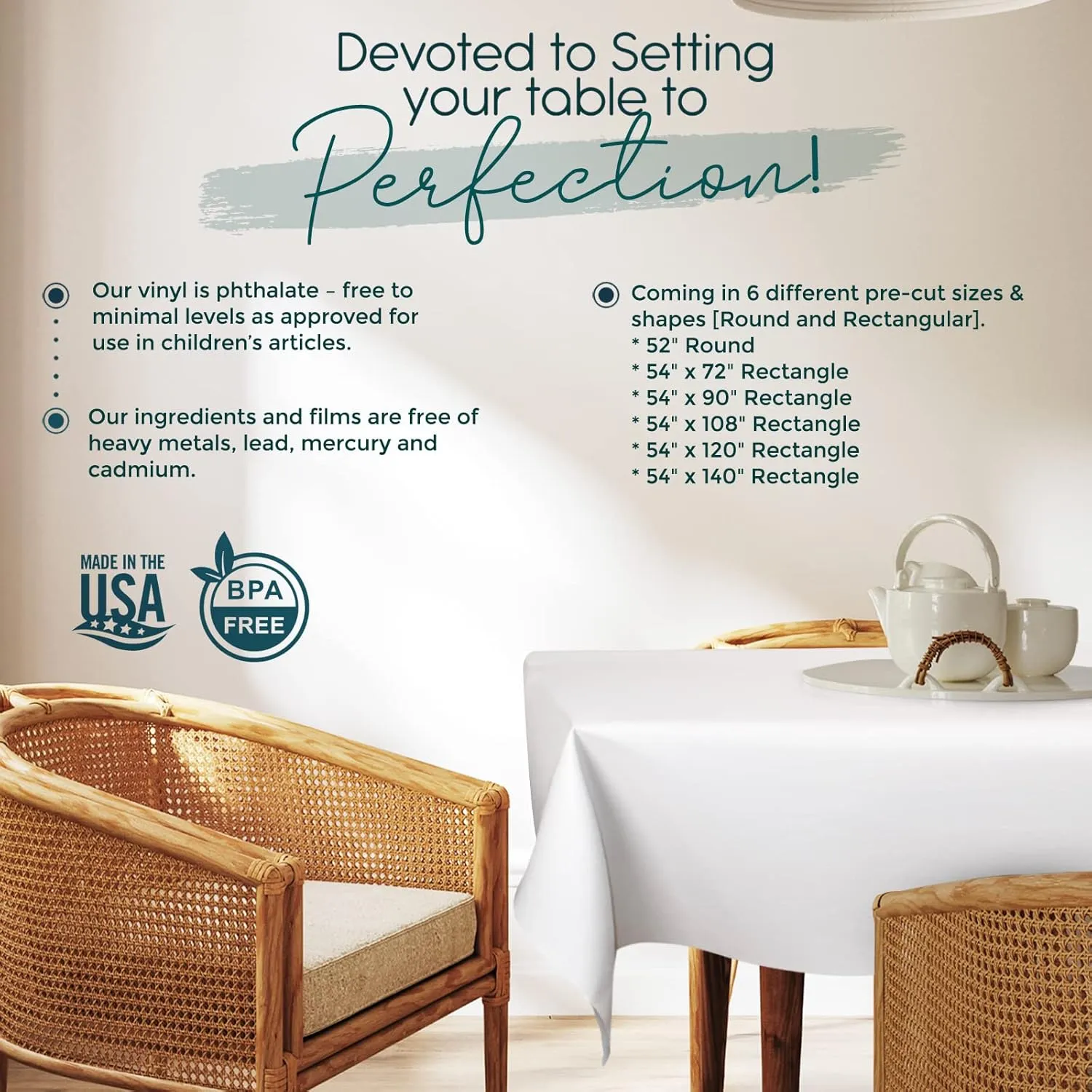 Quality Table Pad Protector, Waterproof Vinyl Table Cover for Superior Protection from Spills, Scratches & Heat - Reusable Table Cloth with Cushion Flannel Backing (54 x 120)