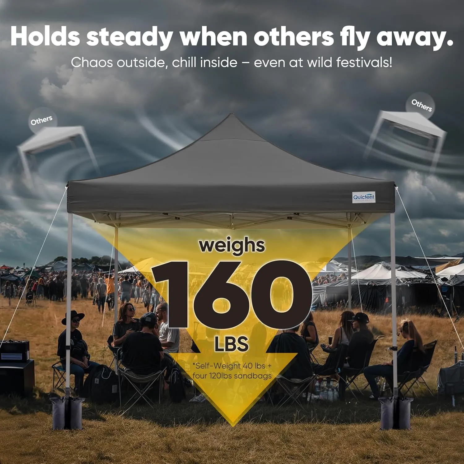 Quictent 10x10 Heavy Duty Pop up Canopy Tent, Commercial Grade Instant Shelter with Wheeled Bag for Outdoor, Beach, Parties, Markets, 500D Silver Coated UPF 50  Sun Shield