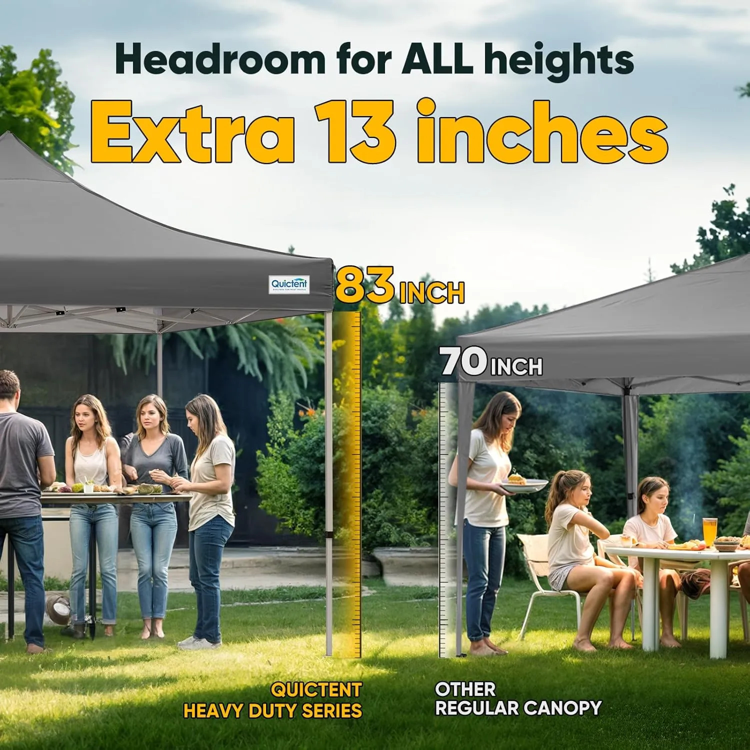 Quictent 10x10 Heavy Duty Pop up Canopy Tent, Commercial Grade Instant Shelter with Wheeled Bag for Outdoor, Beach, Parties, Markets, 500D Silver Coated UPF 50  Sun Shield
