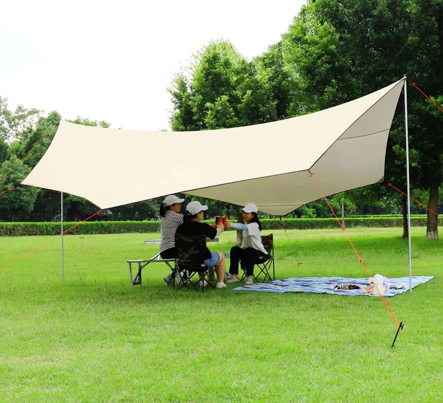 R2Depot Camping Sun Shelters UV Protection, Waterproof, 8 People Beach Tent with Multi-Purpose Travel Bag (Octagon 16.5 x 16.5ft)