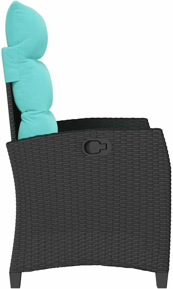 Reclining Patio Chair with Adjustable Backrest and Foldable Side Table PE Rattan Outdoor Lounge Furniture Black for Poolside Tanning Backyard Relaxation