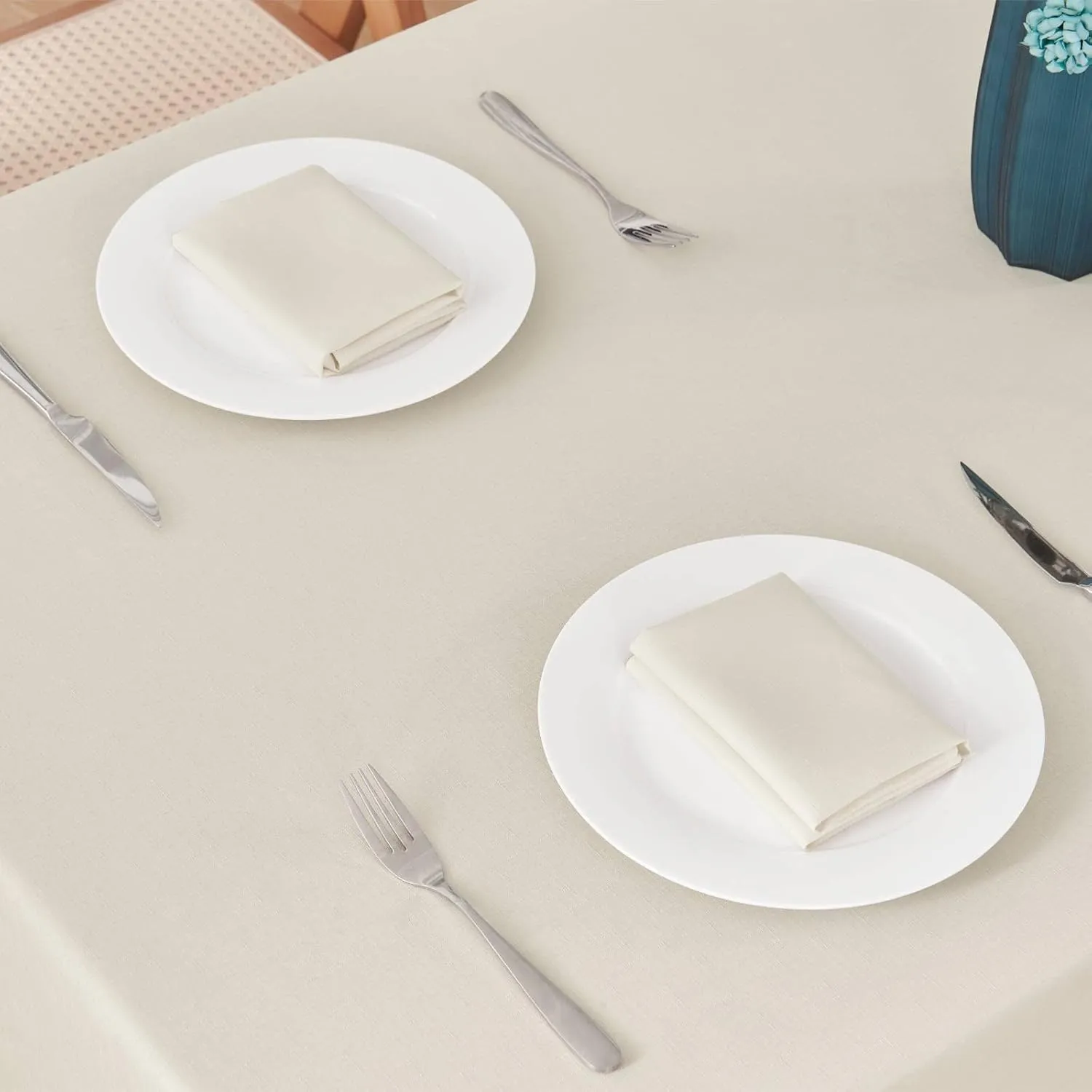 Rectangle 6 Feet Tablecloth 60x104 inch Linen Textured Table Cloth Stain and Wrinkle Resistant Washable Polyester, Decorative Table Cover Waterproof for Dining, Buffet and Camping, Beige