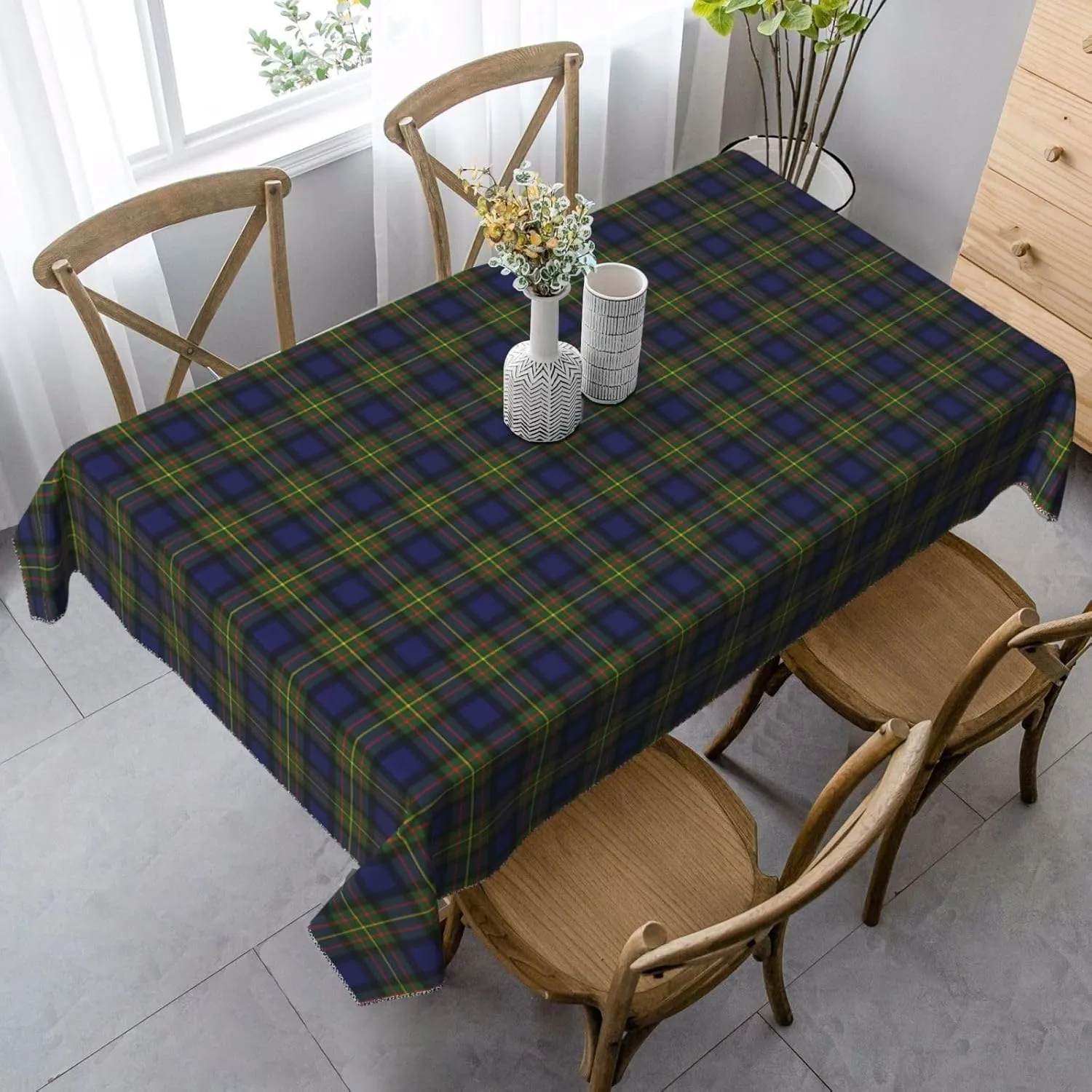 Rectangle Tablecloth Maclaren Modern Tartan Table Cover Decoration for Kitchen Home Party Decor 35 x 55 Inch