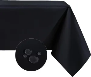 Rectangle Tablecloth Water and Stain Resistant Washable Table Cloth Selected Wrinkle Free Polyester Table Cover for Dining, Parties, Camping (90 x 156 Inch, Black)